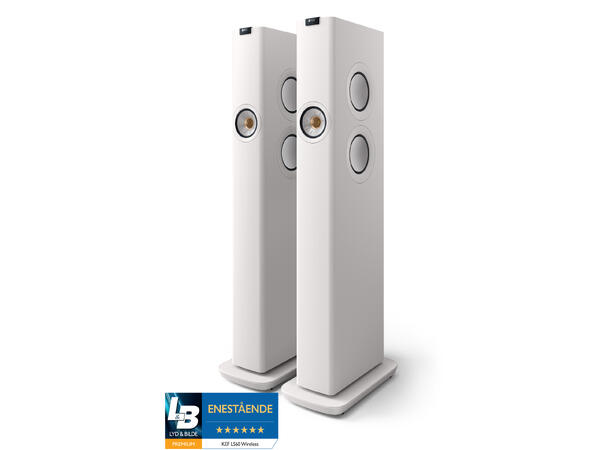 KEF LS60 Wireless - Mineralhvit Aktiv gulvstående høyttaler 