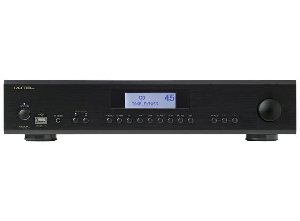Rotel A12 MKII stereoforsterker, sort Integrert forsterker med DAC og RIAA 