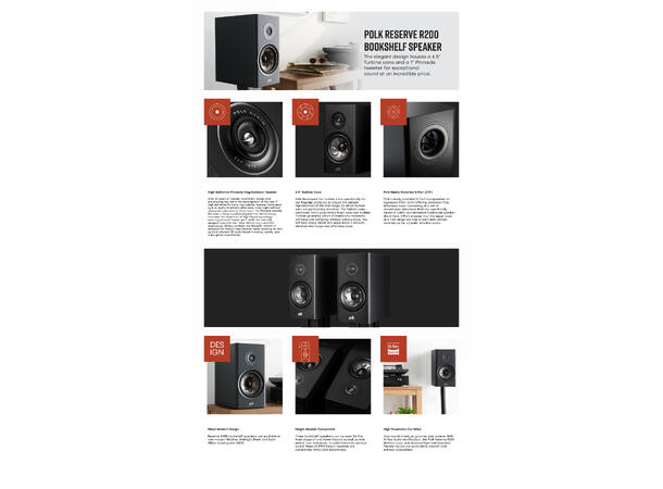 Polk Reserve R200 - hvit Stativhøyttaler 