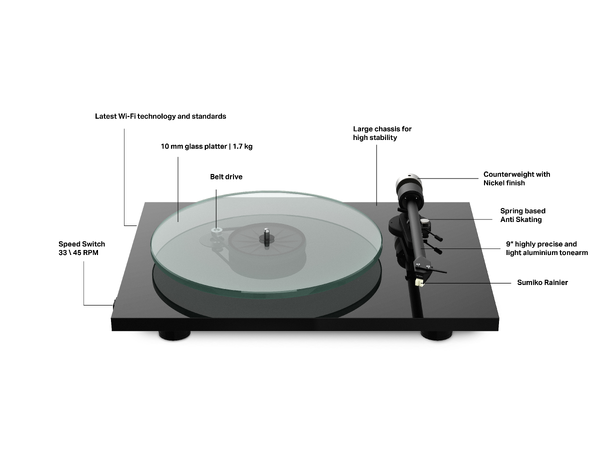 Pro-Ject T2 W - hvit Platespiller med Wi-Fi 