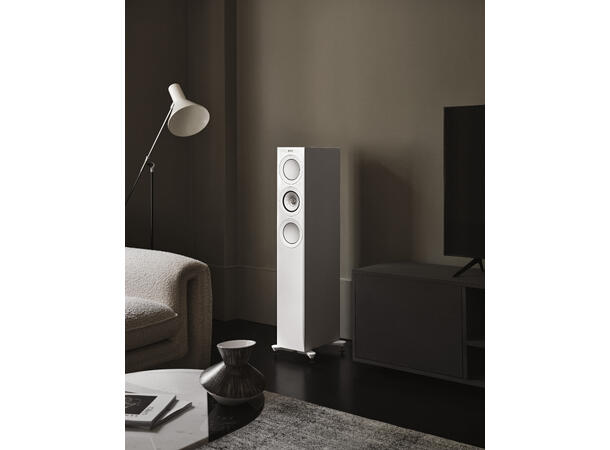KEF R5 Meta - Hvit 3-veis kompakt gulvstående høyttaler 