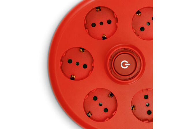 Punkt. ES01 skjøteledning  - rød Skjøteledning med fem uttak 