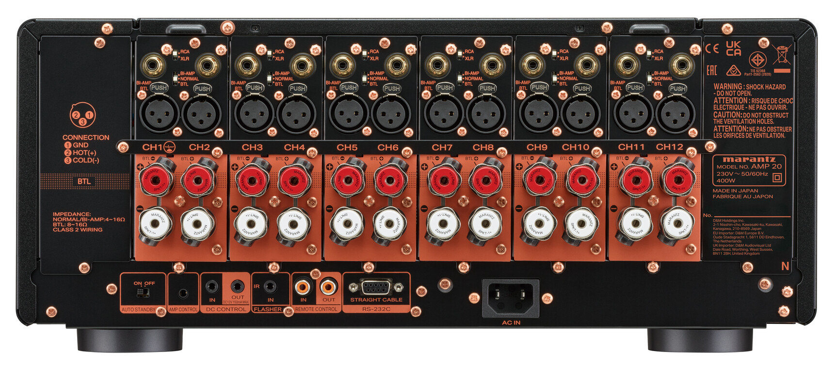 Marantz AMP 20 – Bakside og tilkoblinger