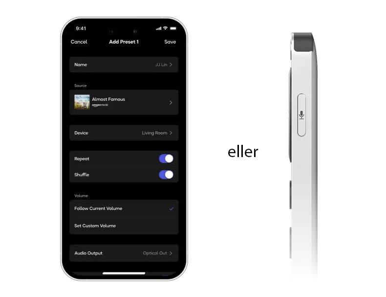 Bruk presets eller stemmestyring